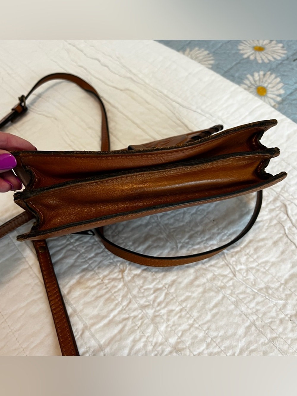Patricia Nash Crossbody Cognac Tooled Leather Bag - Picture 11 of 12